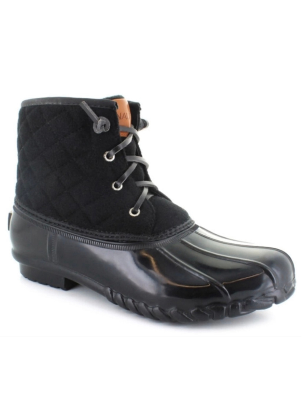 Women's Nautica Black Wooley Quilted Duck Boots Size 8